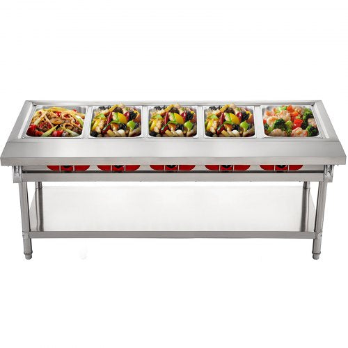 Commercial Electric Food Warmer Pot Steam Table Quart/Pan with Lids, Cutting Board, Food Grade Stainless Steel Serving