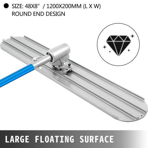 Bull Float Magnesium Concrete Float, Round End Concrete Float Tool with Handles & Bracket, Cement Finishing Tool Kit