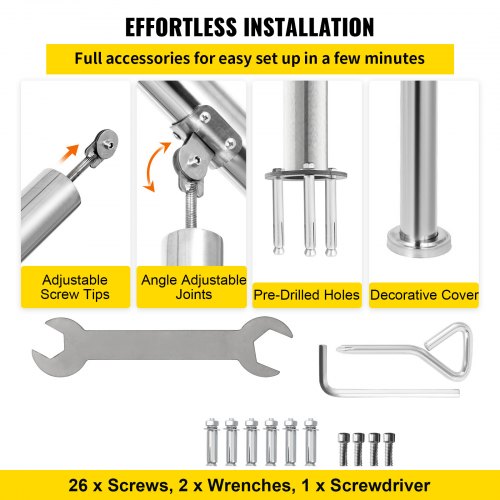 Stainless Steel Transitional Handrail Adjustable For 23 Steps 441lb Capacity IndoorOutdoor Step Rai 6
