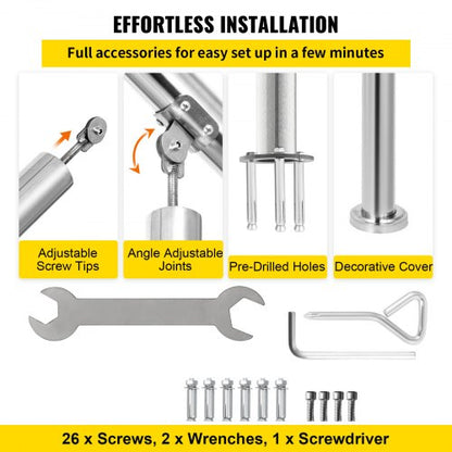 Stainless Steel Transitional Handrail Adjustable For 23 Steps 441lb Capacity IndoorOutdoor Step Rai 6