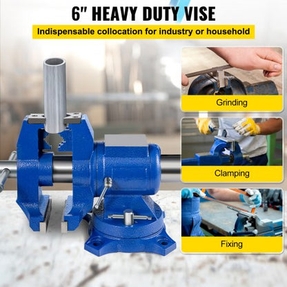 Heavy Duty 6 Bench Vise With 360 Swivel Base  Head 30Kn Pipe Vise HighPrecision Clamping For Metalw 2