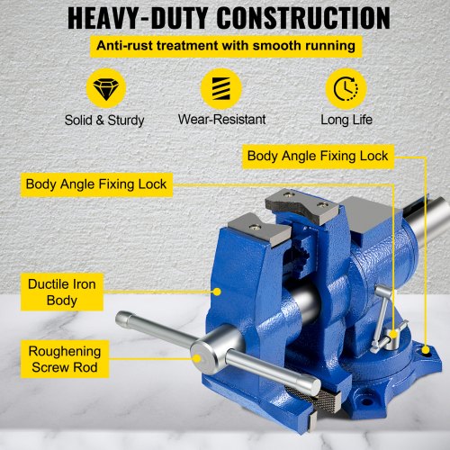 Heavy Duty 6 Bench Vise With 360 Swivel Base  Head 30Kn Pipe Vise HighPrecision Clamping For Metalw 4