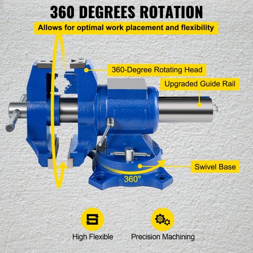 Heavy Duty 6 Bench Vise With 360 Swivel Base  Head 30Kn Pipe Vise HighPrecision Clamping For Metalw 5