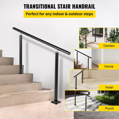 4 FT Handrails For 14 Steps Adjustable Angle Black Aluminum Stair Hand Rail For The Elderly  Outdoo 2