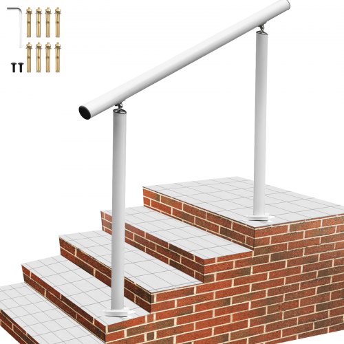 Black Aluminum Stair Handrail for Outdoor Steps, 4 FT Adjustable Railing Kit for Elderly, Porches & Decks