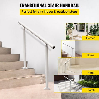 Black Aluminum Stair Handrail For Outdoor Steps 4 FT Adjustable Railing Kit For Elderly Porches  De 2