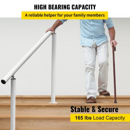 Black Aluminum Stair Handrail For Outdoor Steps 4 FT Adjustable Railing Kit For Elderly Porches  De 4