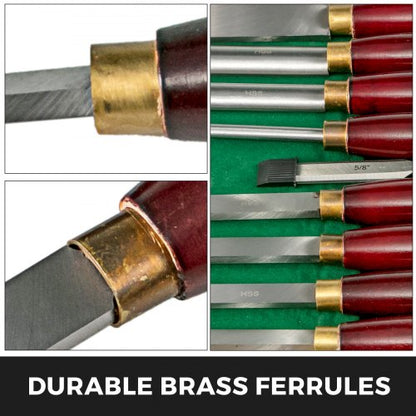 Woodworking Lathe Chisel Set, HSS Steel Wood Turning Tools with Wooden Case, Professional Lathe Chisels