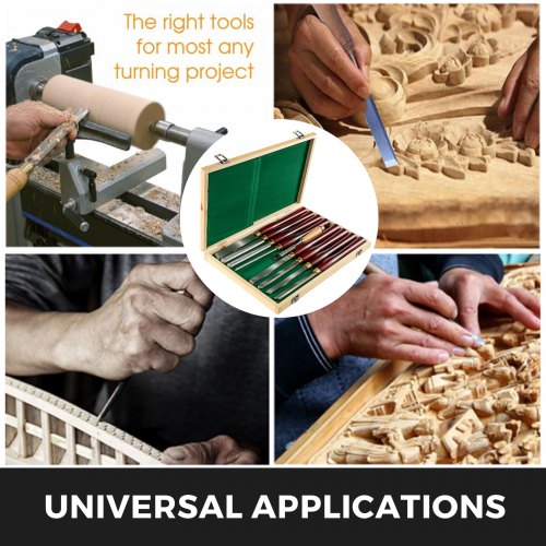 Woodworking Lathe Chisel Set, HSS Steel Wood Turning Tools with Wooden Case, Professional Lathe Chisels