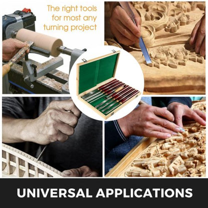Woodworking Lathe Chisel Set, HSS Steel Wood Turning Tools with Wooden Case, Professional Lathe Chisels