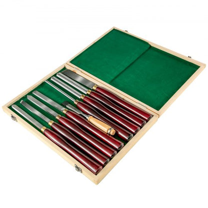 Woodworking Lathe Chisel Set, HSS Steel Wood Turning Tools with Wooden Case, Professional Lathe Chisels
