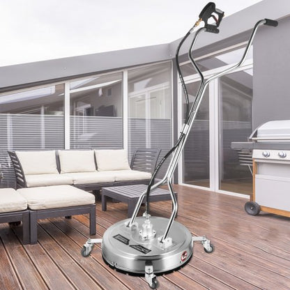 Pressure Washer Surface Cleaner, Max. 4000 PSI, Jet Nozzles, Stainless Steel Frame, Rotating Handle & Wheels
