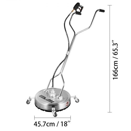 Surface Cleaner Flat Surface Cleaner for Pressure Washer 4000PSI with Quick Connector, Stainless Steel Rotating Rod