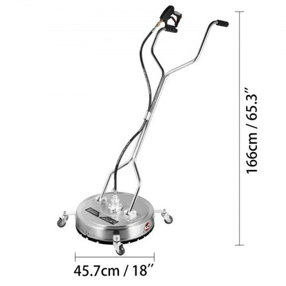 Surface Cleaner Flat Surface Cleaner for Pressure Washer 4000PSI with Quick Connector, Stainless Steel Rotating Rod
