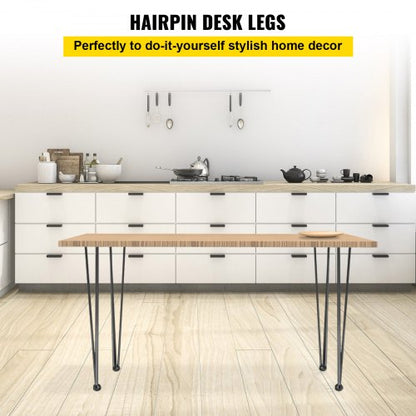 Heavy Duty Hairpin Desk Legs, Black Carbon Steel Rod Table Legs, Load 880lbs for Bench, Dining Table, DIY Furniture