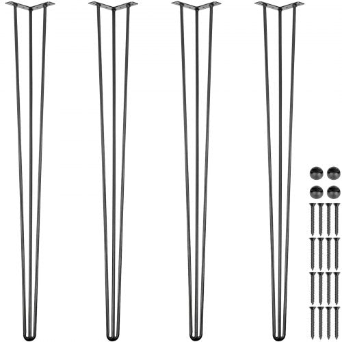 Hairpin Table Legs Black Set, Desk Legs, Rod Carbon Steel DIY Heavy Duty Furniture Legs for Desk, Bench, Tablle, Chairs