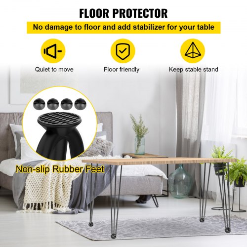 Hairpin Table Legs Black Set, Desk Legs, Rod Carbon Steel DIY Heavy Duty Furniture Legs for Desk, Bench, Tablle, Chairs