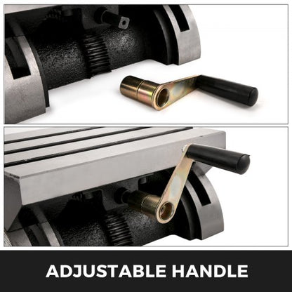 Heavy Duty Tilting Milling Table, Adjustable Angle Plate for Milling Machines with T-Slots, Crank Handle