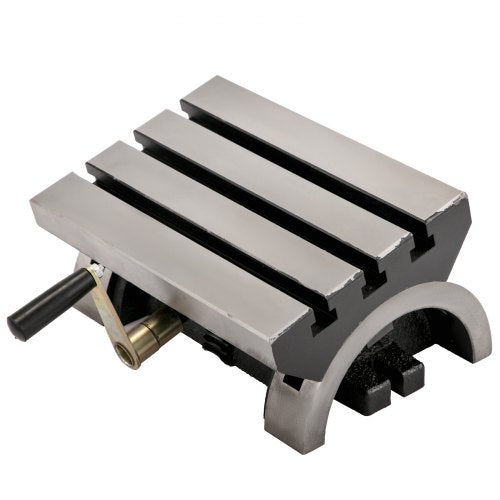 Heavy Duty Tilting Milling Table, Adjustable Angle Plate for Milling Machines with T-Slots, Crank Handle