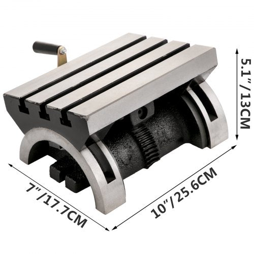 Heavy Duty Tilting Milling Table, Swivel Angle Plate with Adjustable Crank Handle and T-Slots for Precise Grinding