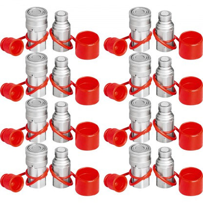 8Pair 12 NPT Skid Steer Hydraulic Quick Connect Couplers Flat Face ZeroLeak ISO 16028 Certified For 1