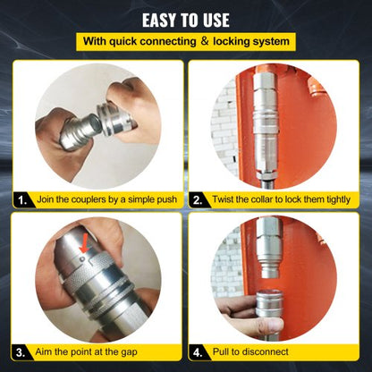8Pair 12 NPT Skid Steer Hydraulic Quick Connect Couplers Flat Face ZeroLeak ISO 16028 Certified For 4