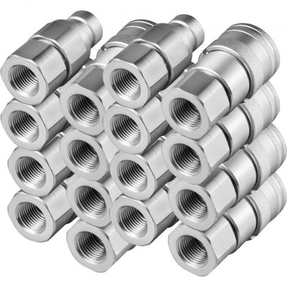 8Pair 12 NPT Skid Steer Hydraulic Quick Connect Couplers Flat Face ZeroLeak ISO 16028 Certified For 7