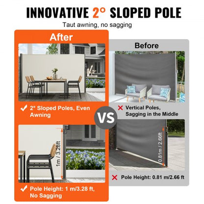 Retractable Side Awning Durable Full Aluminum Frame UVResistant Patio Sunshine Screen  Privacy Wind 3