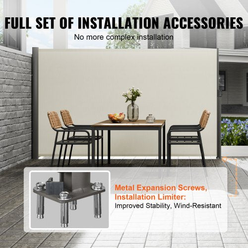 Retractable Side Awning Durable Full Aluminum Frame UVResistant Patio Sunshine Screen  Privacy Wind 4