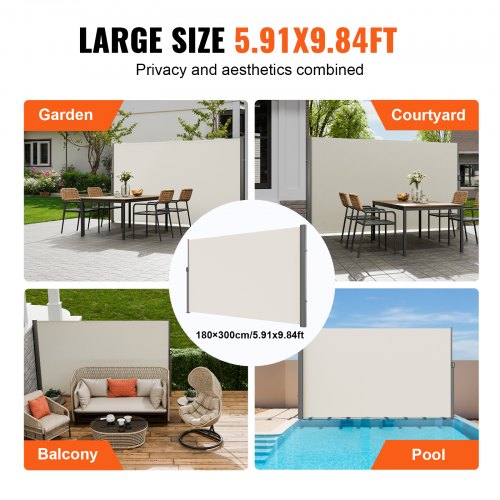 Retractable Side Awning Durable Full Aluminum Frame UVResistant Patio Sunshine Screen  Privacy Wind 6