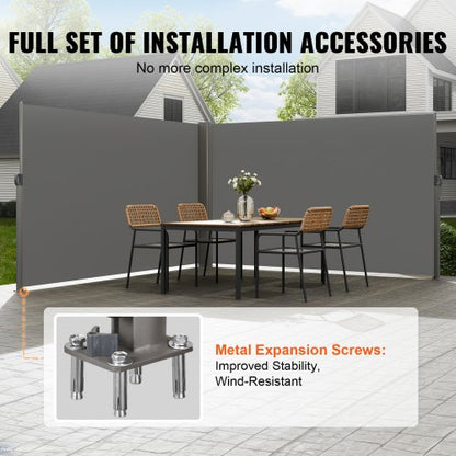 71x236 Retractable Side Awning Full Aluminum RustProof Patio Sunshine Screen Outdoor Privacy Divide 4