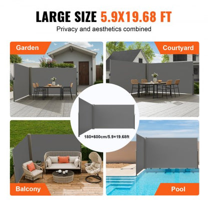 71x236 Retractable Side Awning Full Aluminum RustProof Patio Sunshine Screen Outdoor Privacy Divide 6