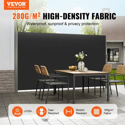 Retractable Side Awning Full Aluminum RustProof Outdoor Privacy Screen  Patio Wind Blocker With Sun 2