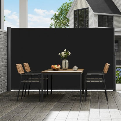 Retractable Side Awning, Full Aluminum Rust-Proof Outdoor Privacy Screen & Patio Wind Blocker with Sun Shade Protection