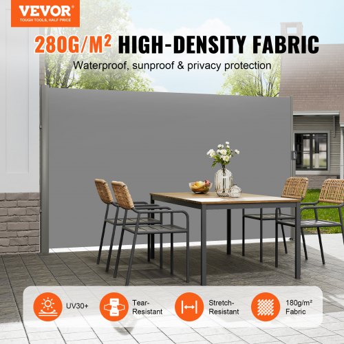 Retractable Side Awning Full Aluminum RustProof Outdoor Privacy Screen Patio Sun Shade  WindResista 2