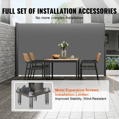 Retractable Side Awning Full Aluminum RustProof Outdoor Privacy Screen Patio Sun Shade  WindResista 4