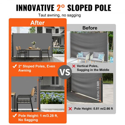 Retractable Side Awning Full Aluminum RustProof Privacy Screen  Wind Blocker For Outdoor Sun  Rain  3