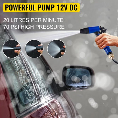 RV Water Pump 12V – 5.5 GPM 70PSI Automatic Diaphragm Pump with 25FT Coiled Hose, Marine Washdown Kit for Boats, Yachts