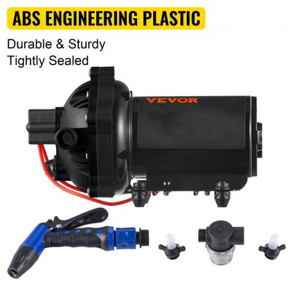 RV Water Pump 12V – 5.5 GPM 70PSI Automatic Diaphragm Pump with 25FT Coiled Hose, Marine Washdown Kit for Boats, Yachts