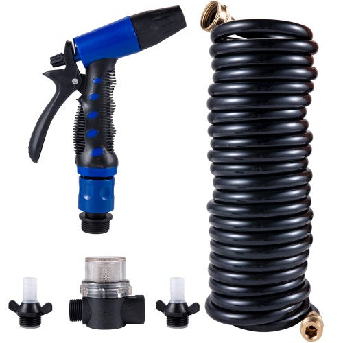RV Water Pump 12V – 5.5 GPM 70PSI Automatic Diaphragm Pump with 25FT Coiled Hose, Marine Washdown Kit for Boats, Yachts