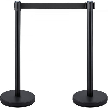 Stainless Steel Stanchion Posts 6 PCS Black Retractable Belt Barriers 4Way Adjustable Queue System  7