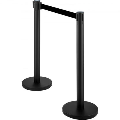 Stainless Steel Stanchion Posts 6 PCS Black Retractable Belt Barriers 4Way Adjustable Queue System  9