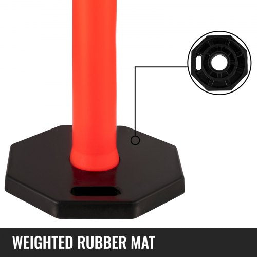 12-Pack Traffic Delineator Posts 44 Inch Height, Channelizer Cones Post Kit with 10-Inch Reflective Band