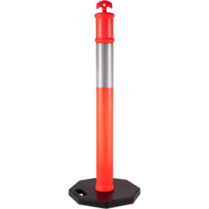 12-Pack Traffic Delineator Posts 44 Inch Height, Channelizer Cones Post Kit with 10-Inch Reflective Band