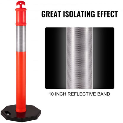 5Pack Delineator Posts 44 Inch Height Orange PE Delineator Post Kit With 10 Inch Reflective Band 3