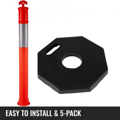 5Pack Delineator Posts 44 Inch Height Orange PE Delineator Post Kit With 10 Inch Reflective Band 6