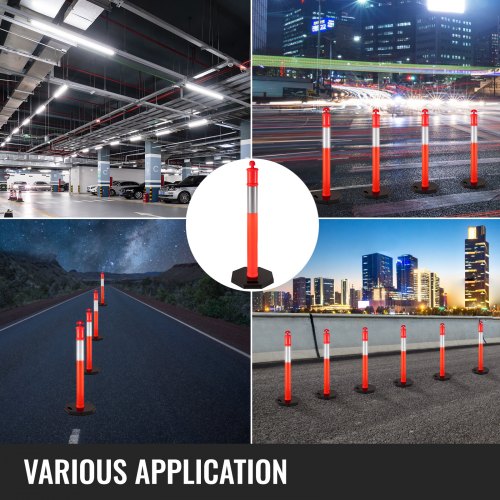 5Pack Delineator Posts 44 Inch Height Orange PE Delineator Post Kit With 10 Inch Reflective Band 7