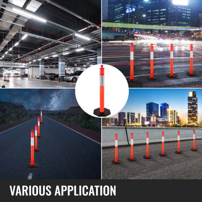 5Pack Delineator Posts 44 Inch Height Orange PE Delineator Post Kit With 10 Inch Reflective Band 7