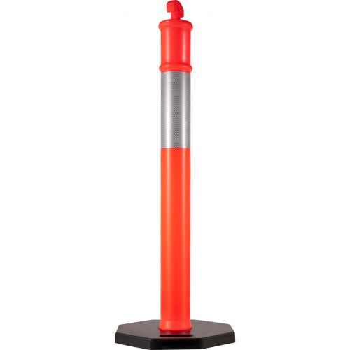 5Pack Delineator Posts 44 Inch Height Orange PE Delineator Post Kit With 10 Inch Reflective Band 10