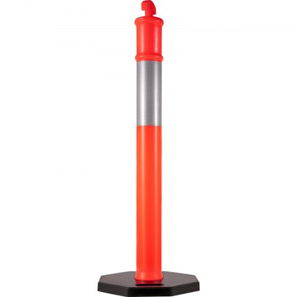 6Pack Traffic Delineator Posts 44 Inch Height PE Delineator Cones Post Kit With 10Inch Reflective B 9